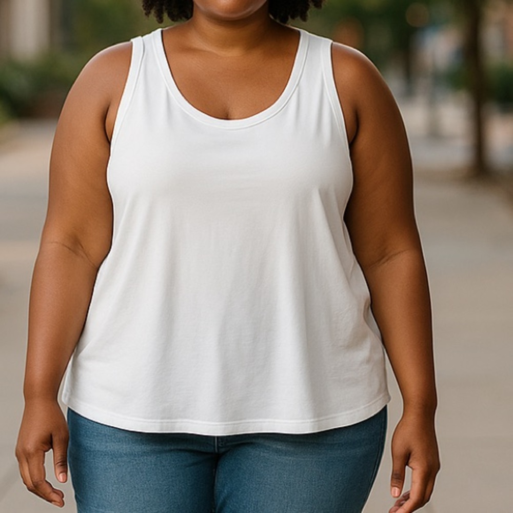 NIC+ZOE White Sleeveless Shell Tank Top Scoop Neck Stretch Sz 3X Casual Minimal